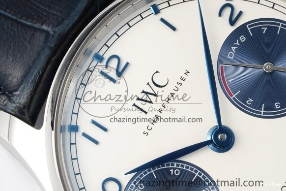 MIROTIME 0413 ZeroBulk Portuguese Real PR IW500715 SS AZF 1:1 Best Edition White Blue Dial on Blue Leather Strap A 7034